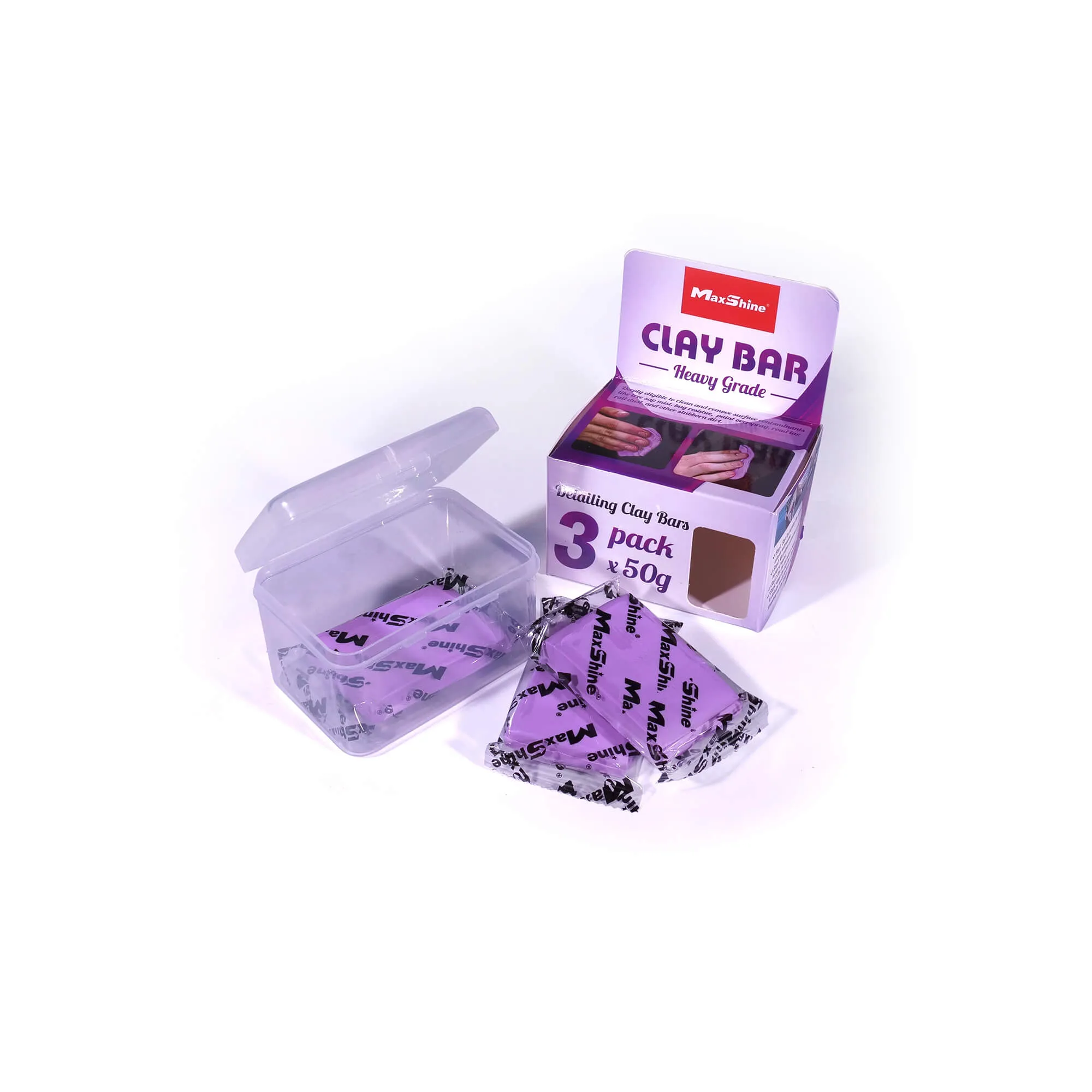 CLAY BAR MORADO DE GRADO GRUESO MAXSHINE - 3PCS/ PACK