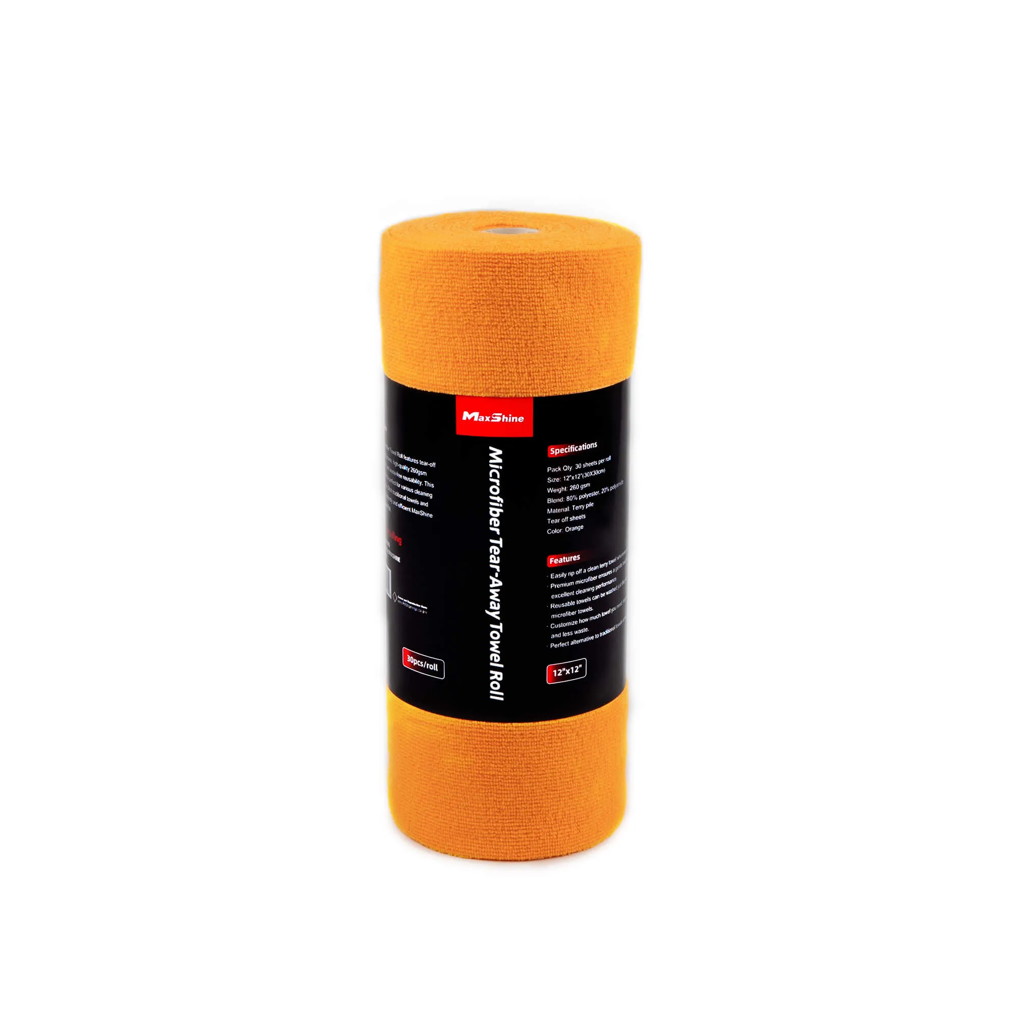 ROLLO TOALLAS MICROFIBRA SIN BORDE ECOLOGICO MAXSHINE 30 PCS 30X30CM 260GSM