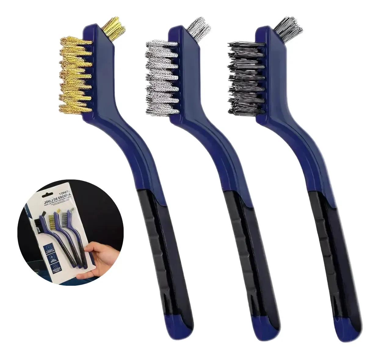 SET DE CEPILLOS DOBLE CARA PARA MOTOR Y DETAILING VONIXX 3 PCS